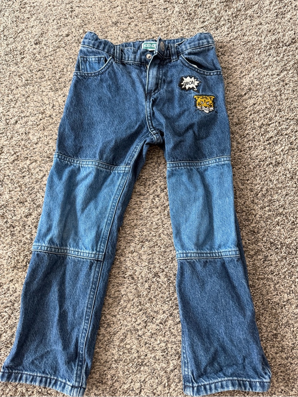 Kenzo Kids Two-Tone Blue Patchwork Jeans